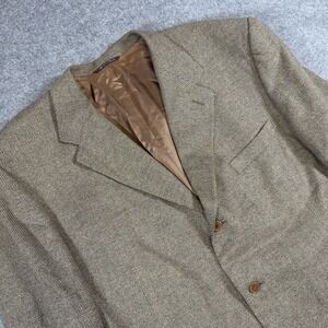 Canali Blazer Sport Coat Mens XL Brown Wool Cashmere Herringbone Made Italy